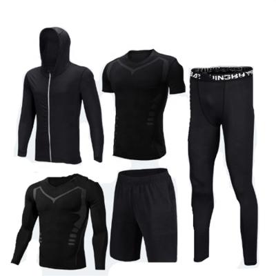 China 5 Pcs Breathable Quick Wholesale Mens Set Slim Fit Quick Dry Sports Wear for sale