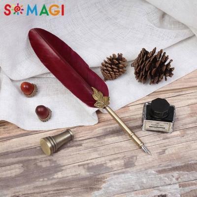 China Promotion Gifts Supplier 6 Seeds Professional Classic Feather Can Fountain Dip Pen For Festival Gift for sale