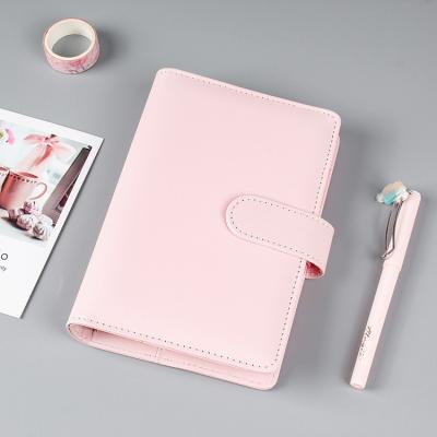 China Wholesale A5/A6 Spiral PU Leather 6 Ring Binder Macaron Multifunctional Budget Planner Business Loose Leaf Notebook Customizable for sale