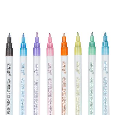 China Gift Card Writing Drawing Pens Two Line Color Two Line Marker Pen Set 14.5cm for sale