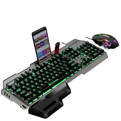 China Combo Game Keyboard GK700 RGB RGB Gaming Keyboard Set Mechanical Feeling Digital Backlit Cable and Mouse Combo for sale