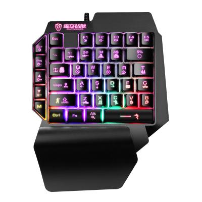 China One-handed Anti-ghosting Multimedia Keyboard RGB LED Backlight Portable Mini Gaming Keyboard USB Cable For Mobile Game for sale