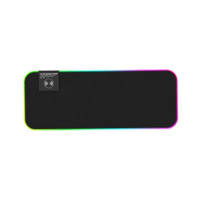 China Soft Cloth Top + Large Size Environmental Friendly Rubber Wireless Mousepad RGB Charger Wireless Chargeable Mouse Pad RGB 10W Mouse for sale