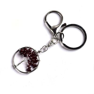 China All Ages Wholesale High Quality Natural Crystal Garnet Tree Of Key Chain Crystal Men's And Women's Crafts Life Gift Decorations for sale