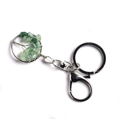 China All Ages Aventurine Key Chain Hot Selling Natural Crystal Tree Of Life Crystal Key Chain Crafts Gifts For Men And Women for sale