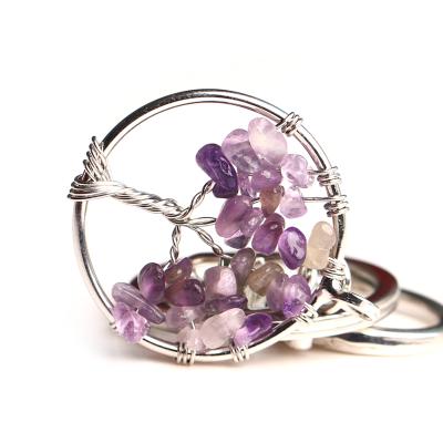 China All Ages Wholesale High Quality Natural Amethyst Crystal Tree Of Key Chain Crystal Crafts Men And Women Crafts Gift Life Anniversary Decorations for sale