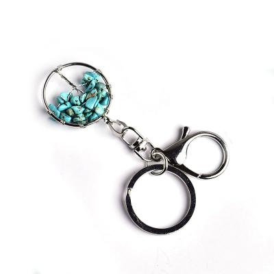 China All Ages Turquoise Hot Selling Natural Crystal Tree Of Life Key Chain Crafts Gifts Men And Women Crystal Decorations for sale