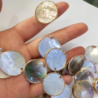 China Vintage Natural Round Shell Pendant For Jewelry DIY Jewelry Necklace Accessories Handmade Wholesale Pendant for sale