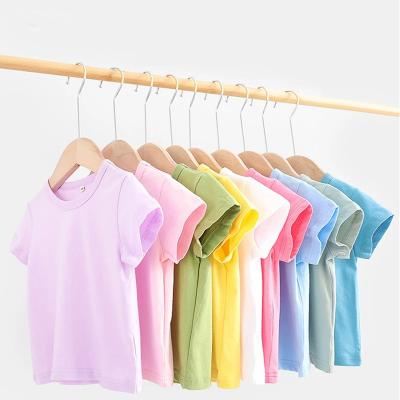 China Organic Custom Logo Eco-Friendly Blank Anti-Shrink Toddler T-shirts Solid Color Boys And Girls Children Kids Clothing Anti-Shrink T-shirts cotton for sale