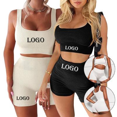 China New Fashionable Anti-Wrinkle Summer Anti-Wrinkle High Waist Sexy Shorts Custom Logo Ribbed Cotton Women Shorts Set for sale