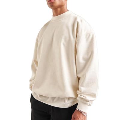 China Custom Wholesale Mens Ribbed Embroidery Fleece Anti-Wrinkle Anti-Wrinkle Round Neck Sweatshirt for sale