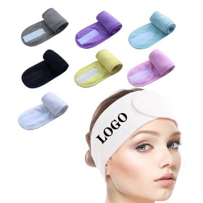 China Wholesale Fashion Makeup Designer Towel Wrap Facial Headbands Embroidered Bath Girls SPA Elastic Headband for sale