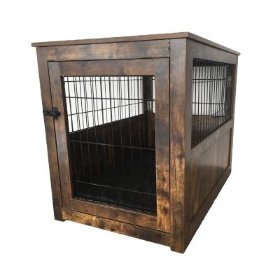 China Viable Indoor Iron and Wooden Combo Dog Cage for sale