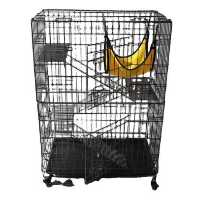 China 3 Tier Sustainable Outdoor Foldable Pet Crate Wire Cat Carrier With Wheels for sale