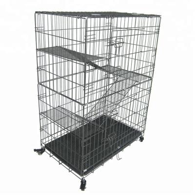 China Cats 3 Seat Folding Cat Crate with Wheels for sale