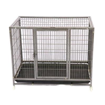 China Large Sustainable Heavy Duty Metal Cage Dog Crate With Wheels for sale