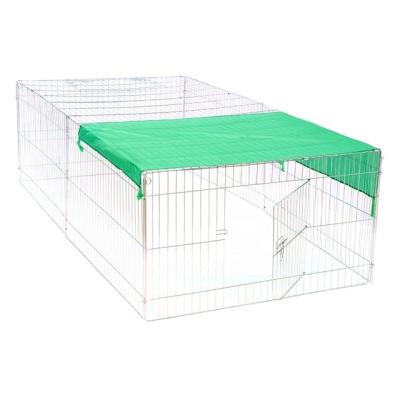 China Windproof Collapsible Silver Metal Pet Cage Rabbit Enclosure With Cover for sale