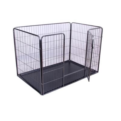 China Sustainable 4 Panel Metal Dog Run Pet Barrier With Plastic Tray for sale