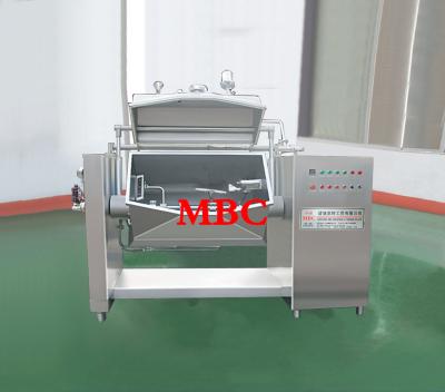 China Vegetable Processing Plant Vacuum Horizontal / Vacuum Shaft Agitator Tilting Horizontal Cooking Pot With Mixer for sale