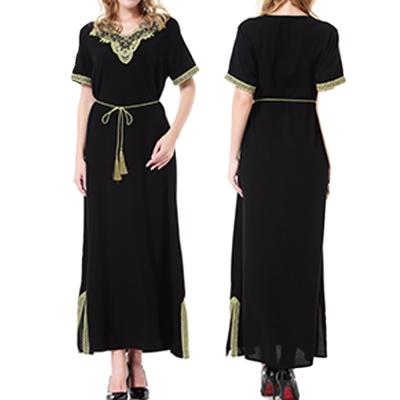 China Breathable Abaya For Turkey Dubai Maxi Abaya Long Dress Kaftan Clothing Arabic Short Sleeve Polyester For Muslim Women for sale