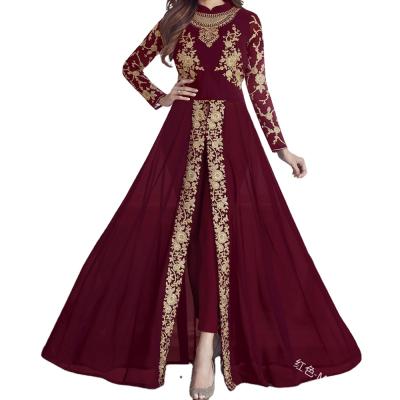 China New Women Breathable Fashionable Muslim Terylene Seelve Plus Size Arab Robe Middle East Printed Abaya For Party for sale