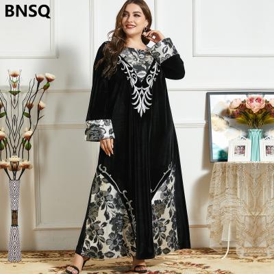 China Breathable Abaya Dubai Of Quick Dry Arabic Velvet Embroidered Muslim Women's Robe Prayer Long Robe Gown for sale