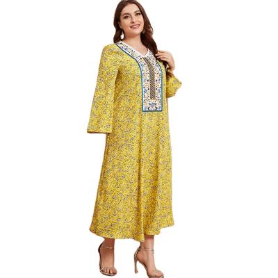 China Pakistan Breathable Quick Dry Garment Long Sleeve Abaya Dubai Printed Maxi Arab Dress Kaftan for sale