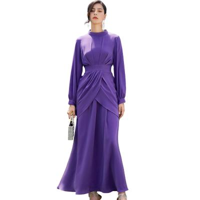 China Muslim Islamic Purple Prayer Kimono Robe Polyester Arab Jabab Long Robe Breathable Quick Dry for sale