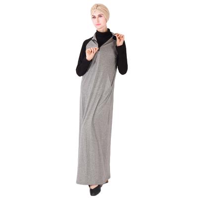 China Color Matching Middle East Sports Knitted Simple Abaya Muslim Leisure Long Dress Cotton Sportswear Skirt Breathable Quick Dry for sale