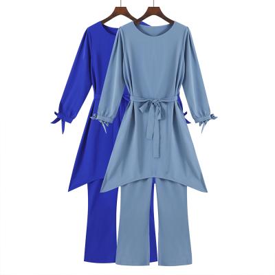 China Ismaic causual long seelve girls robe muslim set breathable high quality arabic muslim colthes two pieces abaya turkey dubai for sale