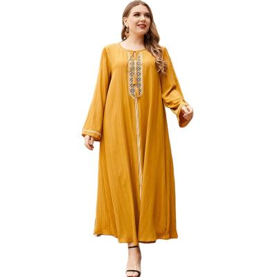 China Breathable Solid Color Plus Size Middle East Abaya Long Sleeve Kimono Robe Muslim Clothing Arabic Women's Parties for sale