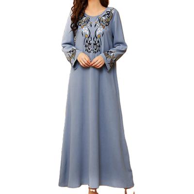 China Fashion breathable abaya for women dress middle east embroidery prayer abaya casual long terylene kimono blue robe long robe for sale