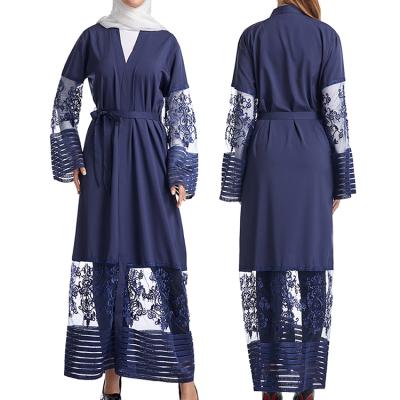 China Breathable abaya for muslim women dress long open front color soild hollow out luxury long dress middle east cariadgan abaya for sale