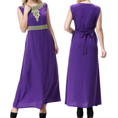 China Breathable abaya for woolen seelveless gold seelveless robe robe embroidery woman islamic clothing causal abaya for sale