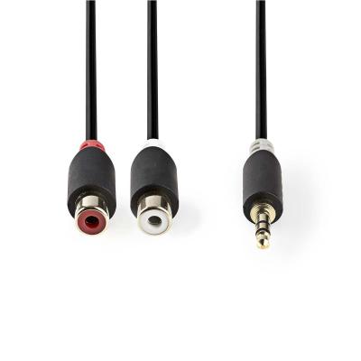 China homem de 3.5mm ao cabo audio estereofônico fêmea 0.2m do Rca de 2 RCA com adaptador em Y à venda