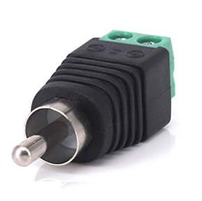 China RCA Male Plug To 2 Wire Cable Audio Video Screw Terminal Block Adapter For CCTV Security Camera System for sale