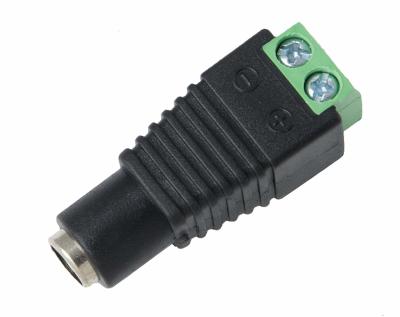 China Adaptador masculino preto da C.C. ao fio terminal de 2 Pin para o diodo emissor de luz que ilumina a câmera do CCTV à venda