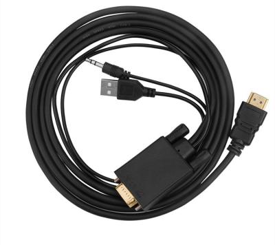 중국 USB 힘과 오디오 케이블을 가진 male형 커넥터에 HDMI 변환기 남성에게 VGA 판매용