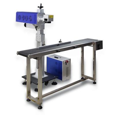 China FACTORY SALE Laser Marking OV Laser Engraver Raycus FlyingType With Conveyor Belt Fiber Metal Online Etching Engraving Laser Marking Machine for sale