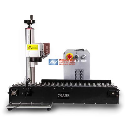 China Laser Marking Good Price of 30w Portable Separate Fiber Laser Marking Machine+Pen Conveyor for Pen Line for sale