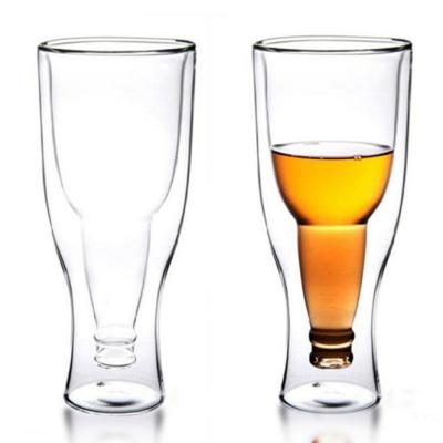 China Drinking Glasses Viable Handmade 12 Ounce Beer Mug Double Walled Beer Glass Made of Borosilicate Glass for sale