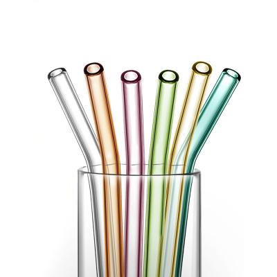 China Beautiful Single Borosilicate Glass Drinking Straws 12mm Viable Glass Straw For Hot And Cold Drinks for sale