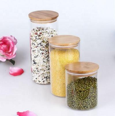 China Best selling freshness storage storage glass jar with lid crystal glass bamboo jars with lids jar custom canning lids wholesale for sale