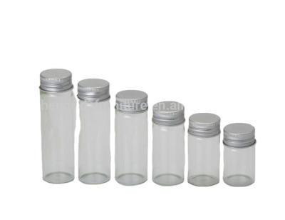 China High Quality 20ml Borosilicate Glass Small Capacity Freshness Preservation Bottles With Lip Lid Storage Aluminum Jar for sale