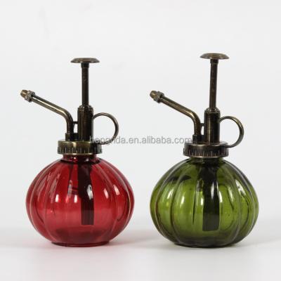 China Eco-friendly Vintage 230ml Plant Style Ribbed Glass Watering Jar With PVC Top Pump for sale