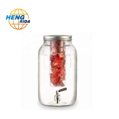 China Beverage 2 Gallon Glass Beverage Dispenser with Fruit and Ice Infuser and Spit for sale