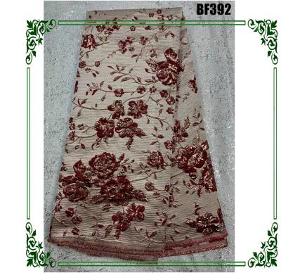 China 2021 High Quality Fashion African Embroidery Bazin Brocade Fabric Lace Dress Anti-rust for sale