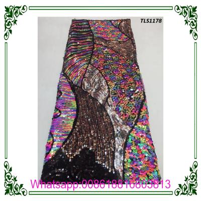 China 2019 hot french nigerian sequins elegant net lace with sequins lace up trim maker for sale