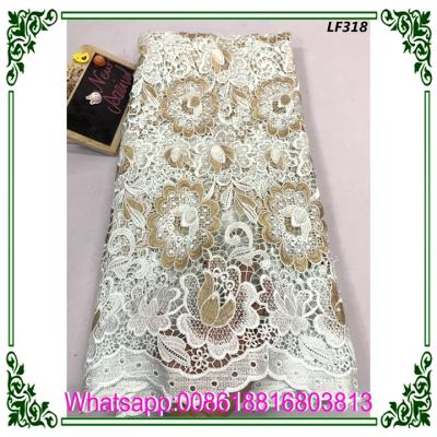 China Beautiful Rope Jacquard Lace Cotton Lace Fabric Sheer White Rope Lace for sale