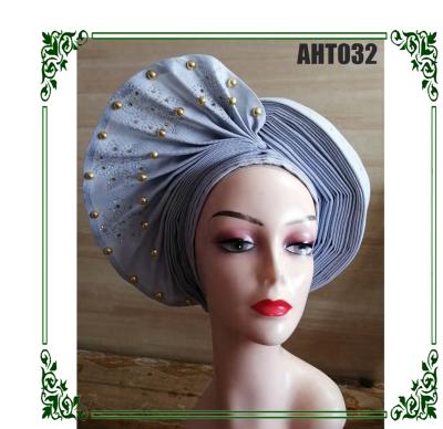 China European and American simple fashion European and American simple fashion gele aso oke gele gold color Aso oke headtie for sale